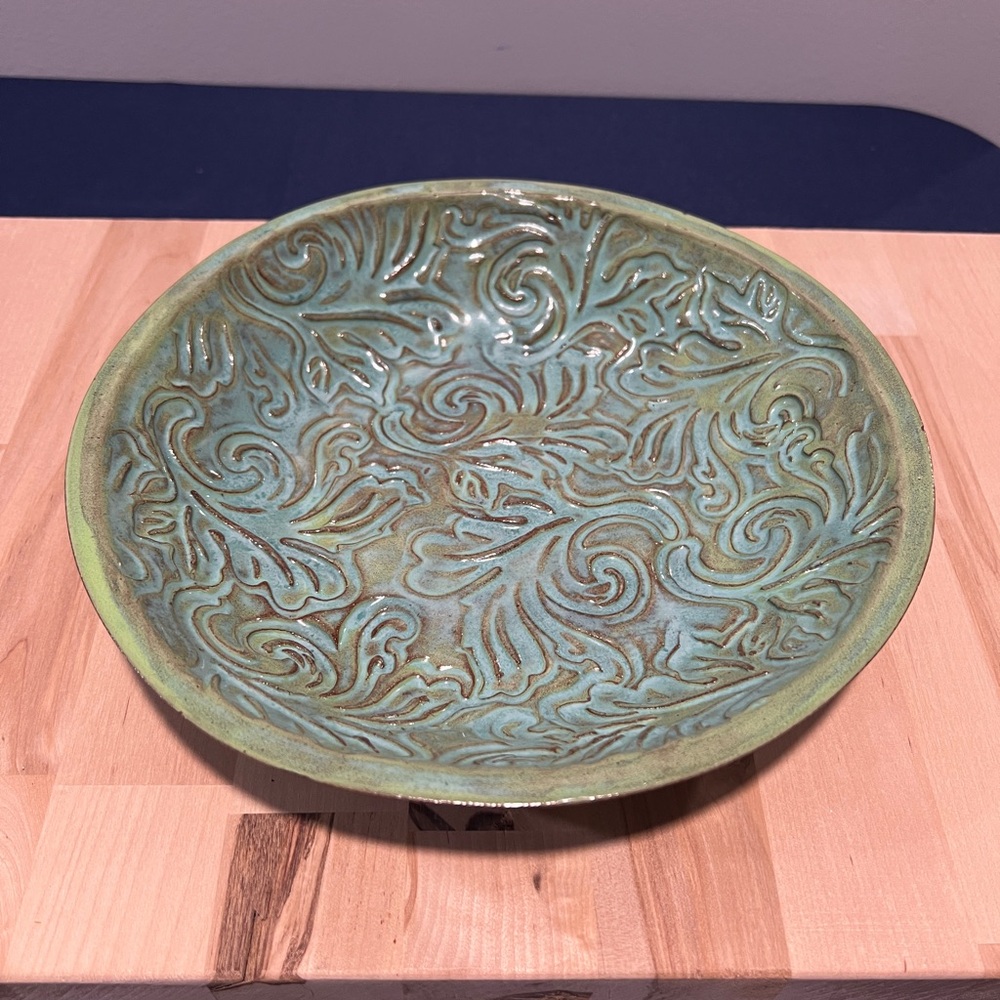Handcrafted Green Ceramic Decorative Bowl